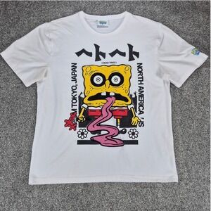 SpongeBob SquarePants T-Shirt Mens XL White Dead Tired Tokyo Japan Graphic Tee